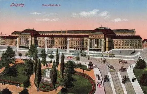 Blick auf den Hauptbahnhof in Leipzig Sachsen Postkarte AK