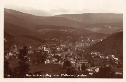 Krummhübel i. Rsgb. vom Pfaffenberg gesehen Postkarte AK