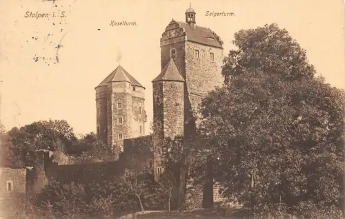 Seigerturm und Koselturm in Stolpen Sachsen Postkarte AK 1915