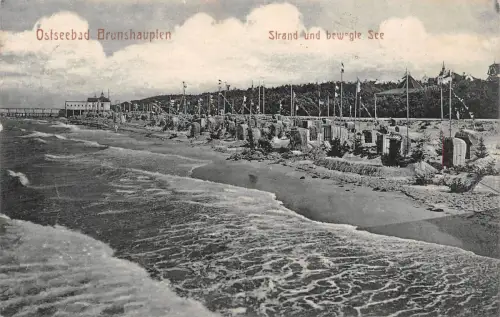 Ostseebad Brunshaupten Strand und bewegte See Postkarte AK 1913