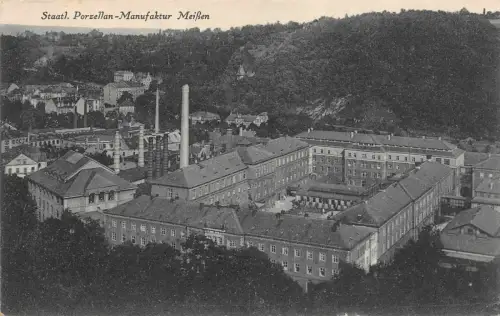 Porzellan-Manufaktur Meißen Sachsen Postkarte AK 1928
