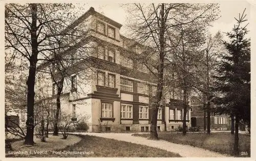 Post-Erholungsheim in Grünbach Vogtland Sachsen Postkarte AK 1911