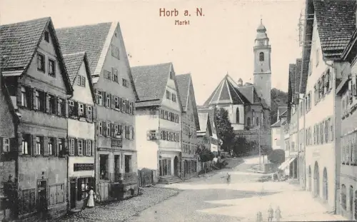 Horb a. N. Markt Baden-Württemberg Postkarte 1922
