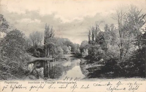 Magdeburg Inselteich im Friedrich Wilhelmsgarten Postkarte AK 1907