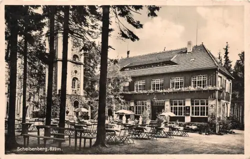 Berggasthaus Scheibenberg Erzgebirge Sachsen Postkarte AK