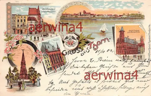 Gruss aus Thorn Toruń Litho Postkarte 1902