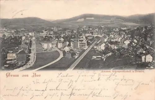 Gruss aus Aue Stadtansicht Sachsen Postkarte AK 1901