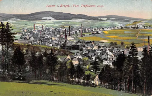 Stadtansicht Blick vom Teufelstein Lauter Erzgebirge Sachsen Postkarte AK 1925