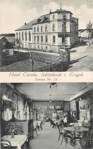 Hotel Carola in Schönheide Erzgebirge Sachsen Postkarte AK