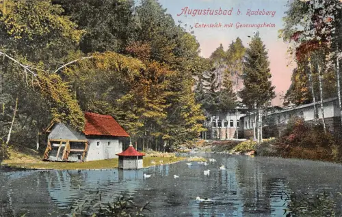 Augustusbad b. Radeberg Ententeich mit Genesungsheim Postkarte AK 1931