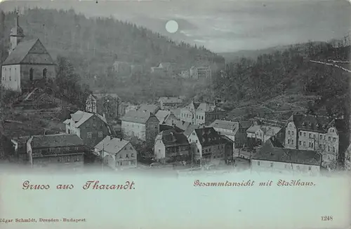 Gruss aus Tharandt Gesammtansicht mit Stadthaus Postkarte AK