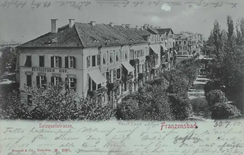 Franzensbad Salzquellstrasse Postkarte AK 1900