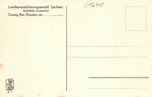 Landesversicherungsanstalt Sachsen Heilstätte Lindenhof Coswig Postkarte AK