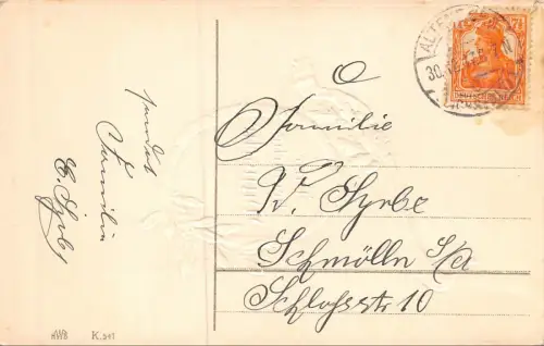 Viele Herzliche Wünsche zum neuen Jahre! Patriotika mit Prägung AK 1917