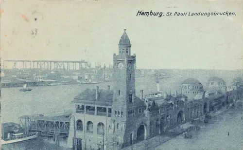 Hamburg St. Pauli Landungsbrücken AK 1912