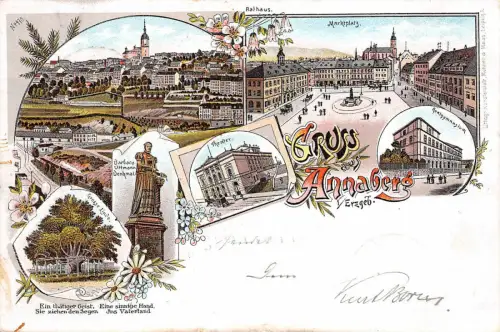 Gruss aus Annaberg Erzgb. Litho Postkarte 1898