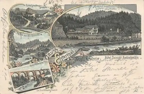 Gruss aus dem Elsterthal Vogtl. Schweiz Elsterthalbrücke Postkarte AK 1897