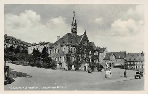 Hohenstein-Ernstthal Altmarkt mit Rathaus Postkarte AK