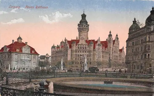Neues Rathaus in Leipzig Sachsen Postkarte AK