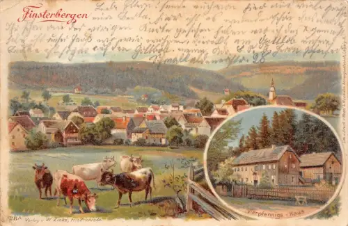 Finsterbergen Vierpfennigs-Haus Postkarte AK 1906