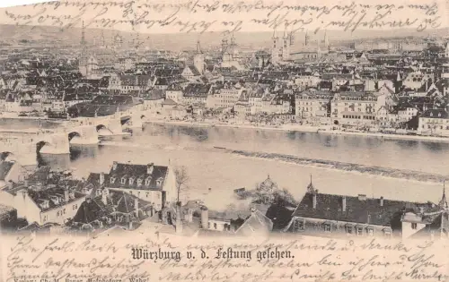 Würzburg v. d. Festung gesehen Main Postkarte AK 1903