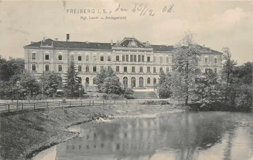 Freiberg i. S. Kgl. Land- u. Amtsgericht Postkarte AK 1908