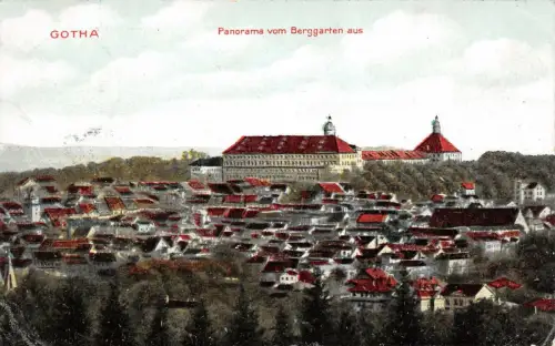Gotha Panorama vom Berggarten aus Postkarte AK 1908