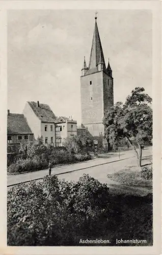 Johannisturm in Aschersleben Sachsen-Anhalt Postkarte AK