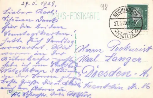 Reichenbach i. Vogtl.. Stadtpark Postkarte AK 1929