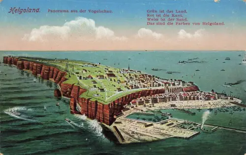 Panorama aus der Vogelschau Helgoland Schleswig-Holstein Postkarte AK 1919