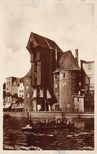 Danzig Krantor mit Fähre Postkarte AK
