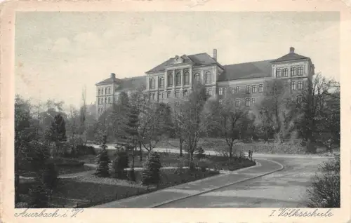 Auerbach i. V. I. Volksschule Postkarte AK 1931