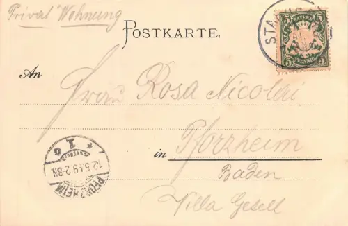 Bismarck-Thurm am Starnberger-See Postkarte AK 1899