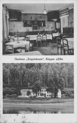 Sommerfrische Gasthaus "Ziegelscheune" Krippen a/Elbe Bad Schandau AK 1934