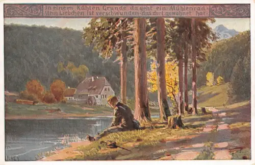 "In einem kühlen Grunde" Nr. 12 Paul Hey Volkslieder Postkarte AK