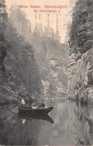 Böhm. Schweiz Edmundsklamm Die Klammfamilie Postkarte AK 1907