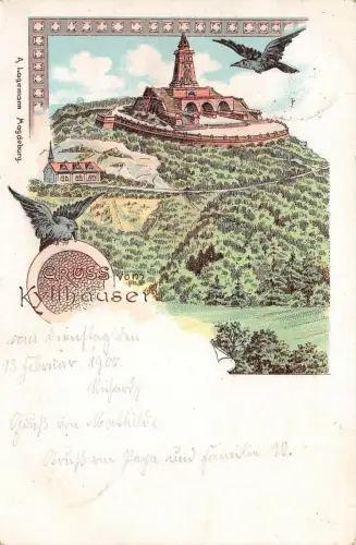 Gruss vom Kyffhäuser Litho Postkarte 1900