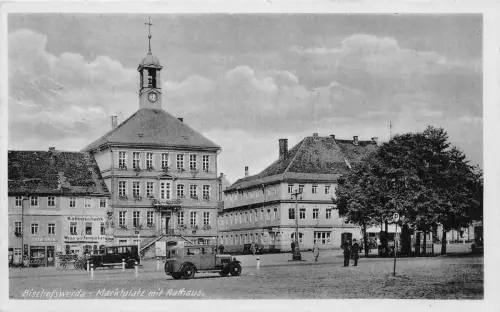 Marktplatz mir Rathaus Bischofswerda Sachsen Postkarte