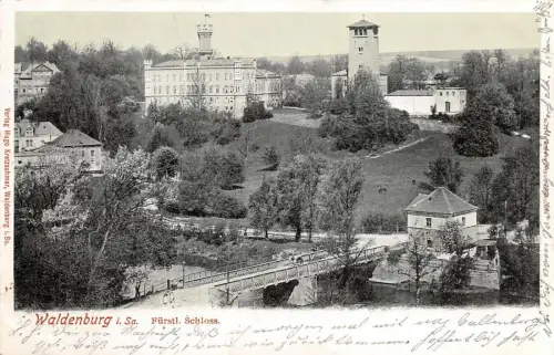 Fürstliches Schloss in Waldenburg Sachsen Postkarte AK 1905