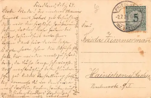 Friedland Bez. Breslau Markt Postkarte AK 1924