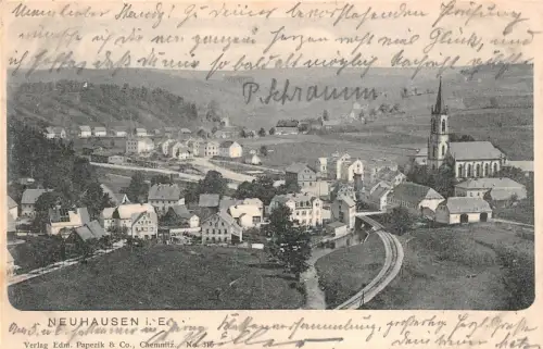 Neuhausen im Erzgebirge Stadtansicht Sachsen Postkarte AK 1904