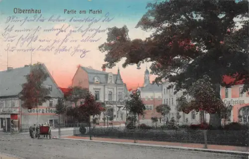 Partie am Markt Olbernhau Sachsen Postkarte AK 1917
