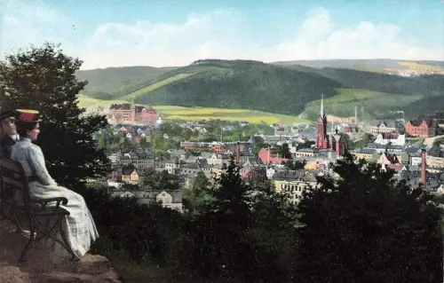 Blick vom Flossgraben auf Aue Erzgebirge Sachsen Postkarte AK