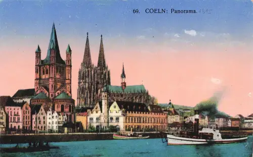 Panorama mit Dom Köln Nordrhein-Westfalen Postkarte AK 1915