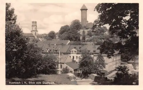 Auerbach i. V. Blick vom Stadtpark Postkarte AK