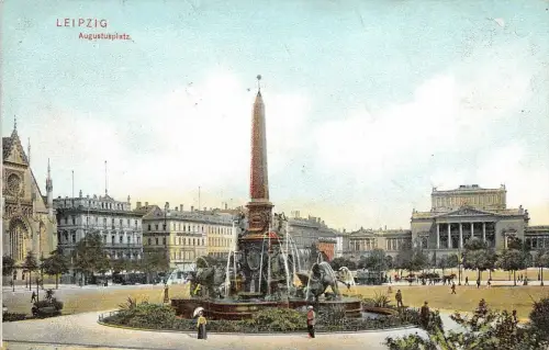 Augustusplatz in Leipzig Sachsen Postkarte AK 1906