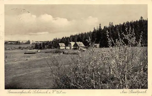 Sommerfrische Schöneck i. V. Am Stadtpark Postkarte AK 1937