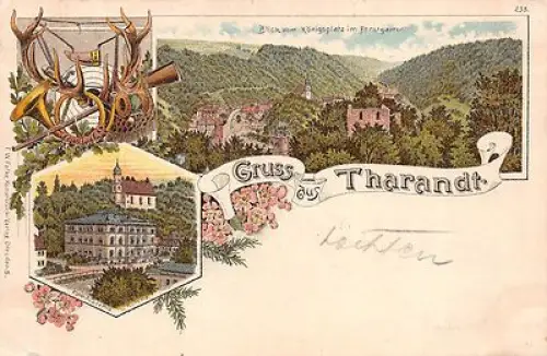Gruss aus Tharandt Forst Academie Jäger Postkarte 1900