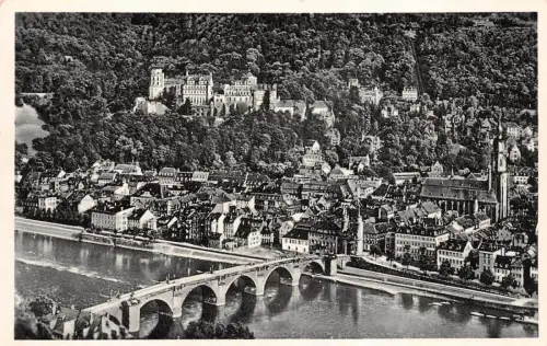 Heidelberg Blick auf die Stadt und das Schloß Baden-Württemberg Postkarte AK