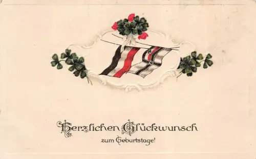Herzlichen Glückwunsch zum Geburtstage! Patriotika Postkarte Geprägt AK
